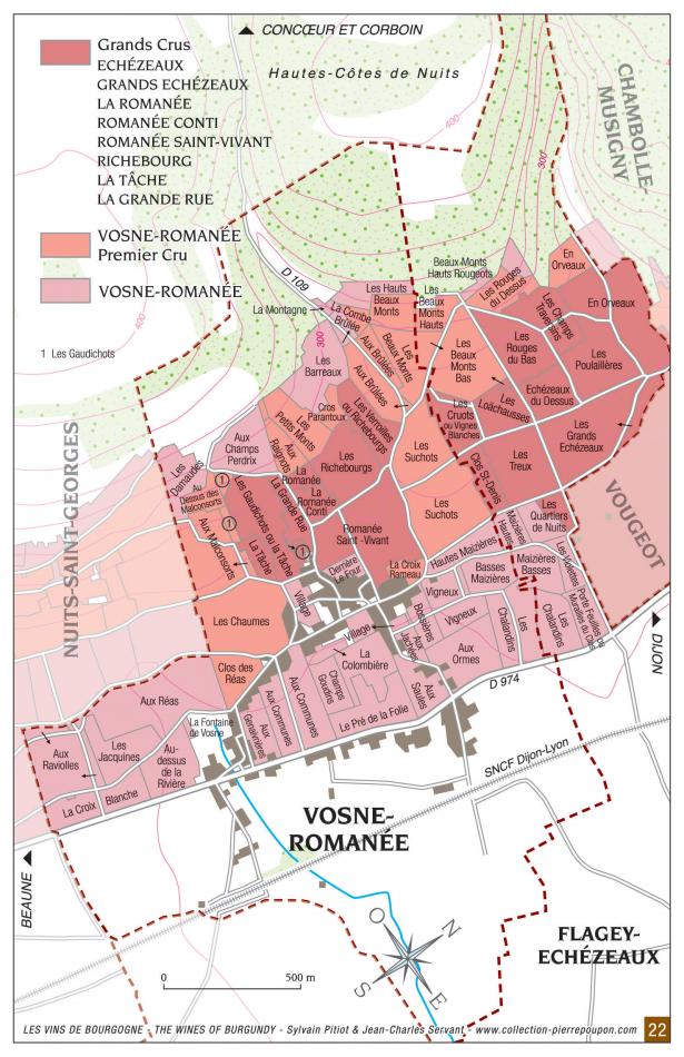 Map of Vosne-Romanée, Burgundy